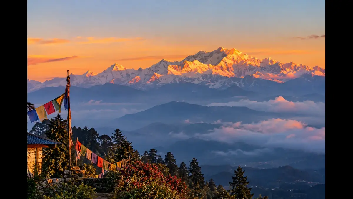 Cloud and mist covering the hills in Darjeeling during the monsoon