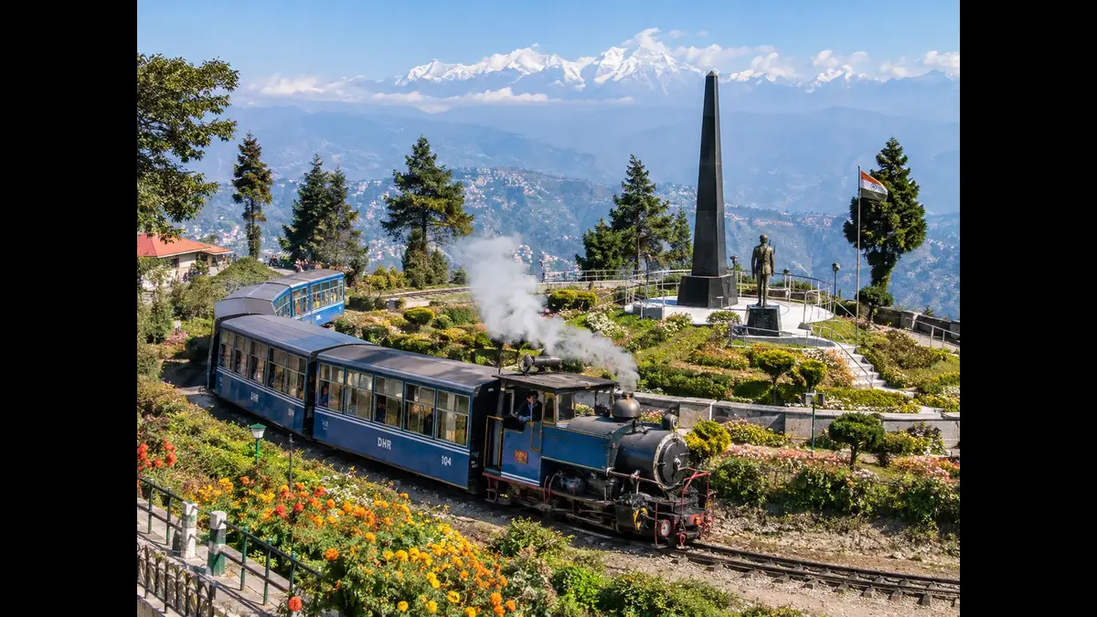 Darjeeling Himalayan Railway toy train near Batasia Loop